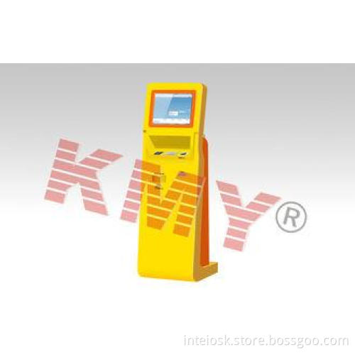 Yellow Touchscreen Ticket Vending Kiosk Bill Payment For Ac